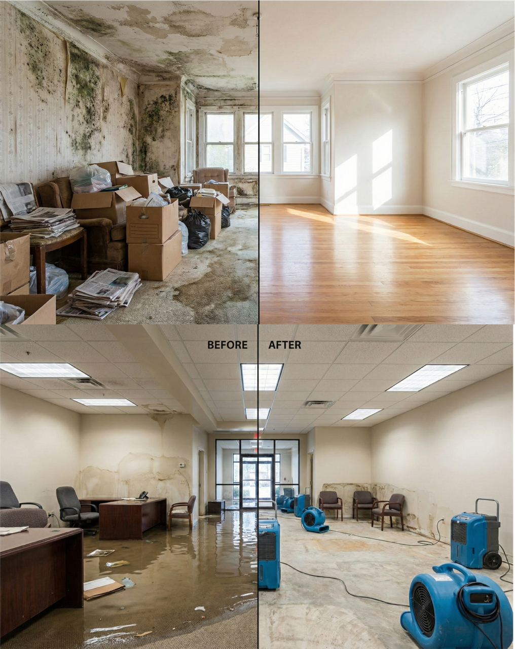 Before and after restoration results