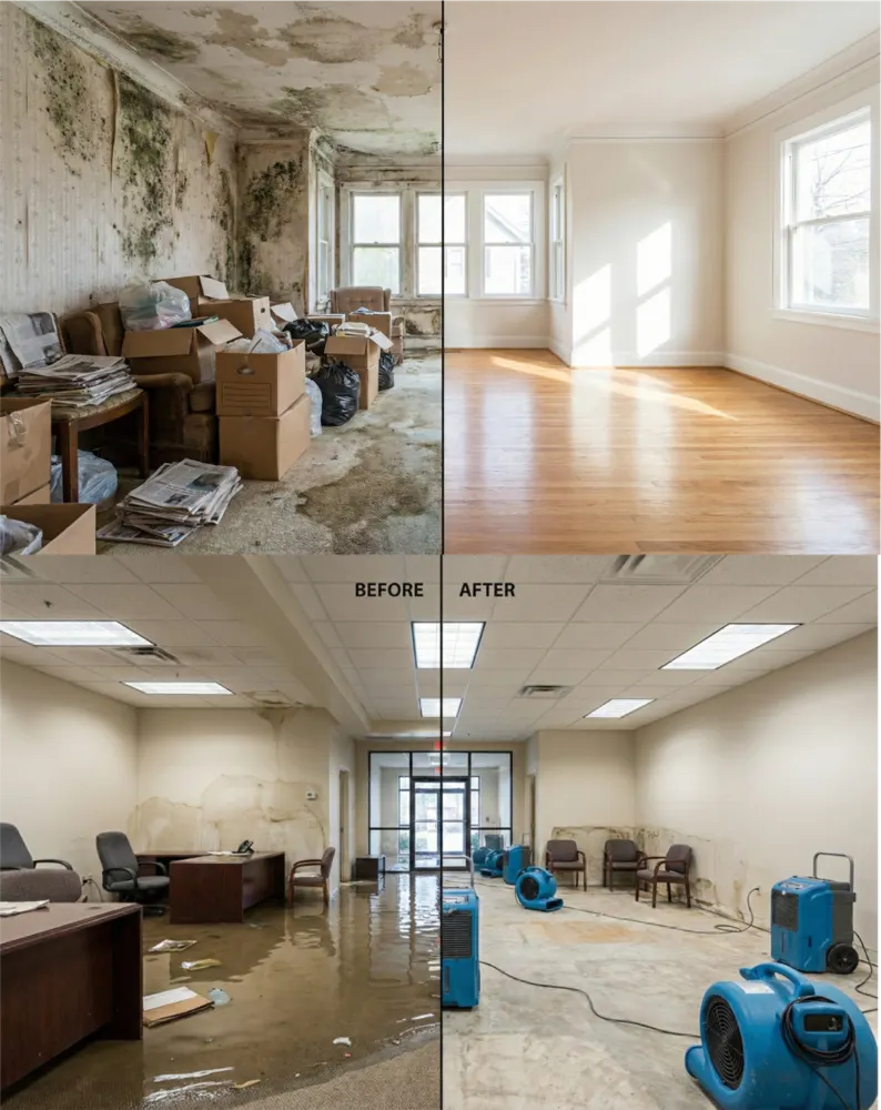Before and after restoration results